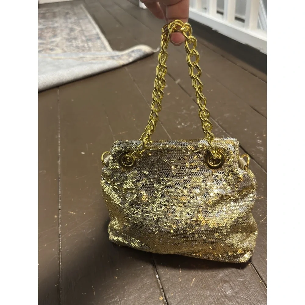 Fiona Lang London Gold/Silver Sequin Evening Bag Shoulder Clutch Festival Party